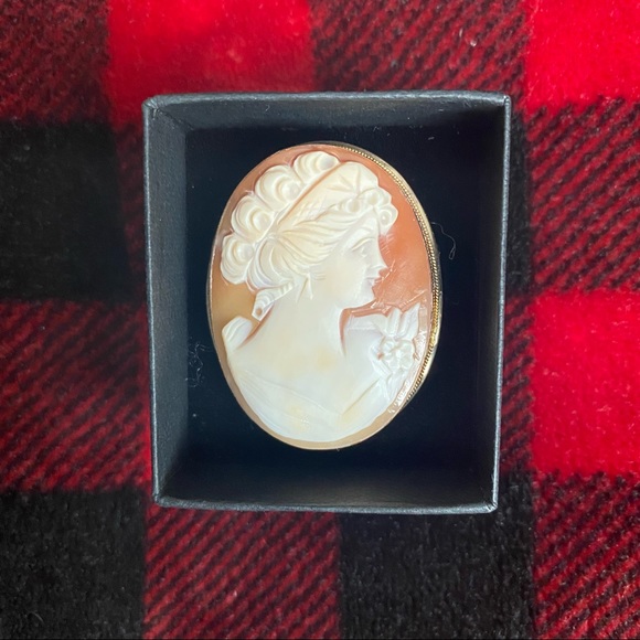 REAL 14k gold Cameo pendant brooch - Picture 1 of 10